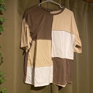 Neutral Colored Patchy “inside-out” shortsleeve tee